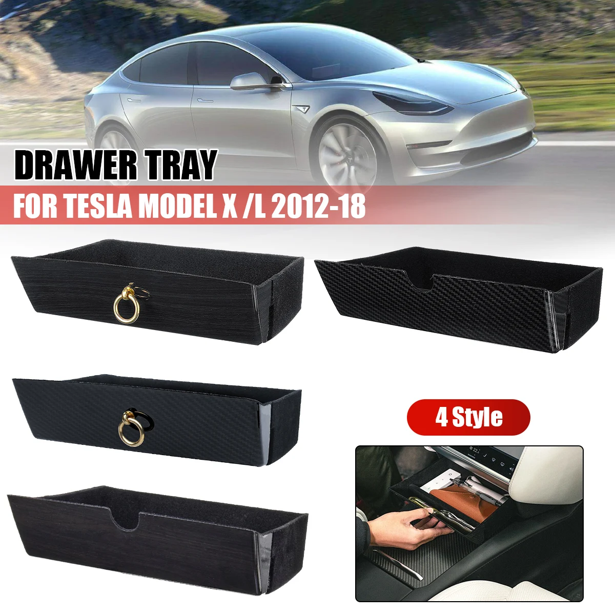 УГЛЕРОДНЫЙ стиль, центральная консоль, ящик для хранения, лоток для Tesla, модель для Tesla, модель X, модель S 2012-, аксессуары для салона автомобиля