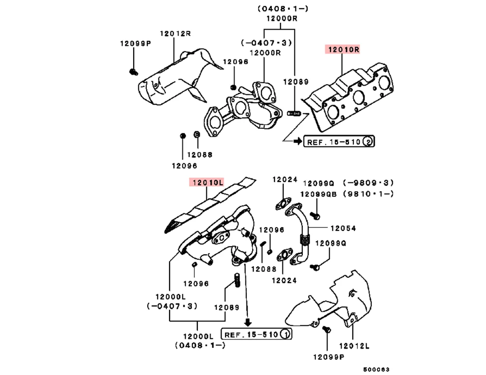 6G72 For MITSUBISHI PAJERO SPORT V6 MONTERO SPORT V6 12V Engine Parts Intake And Exhaust Manifold Gasket MD134703 MD154025