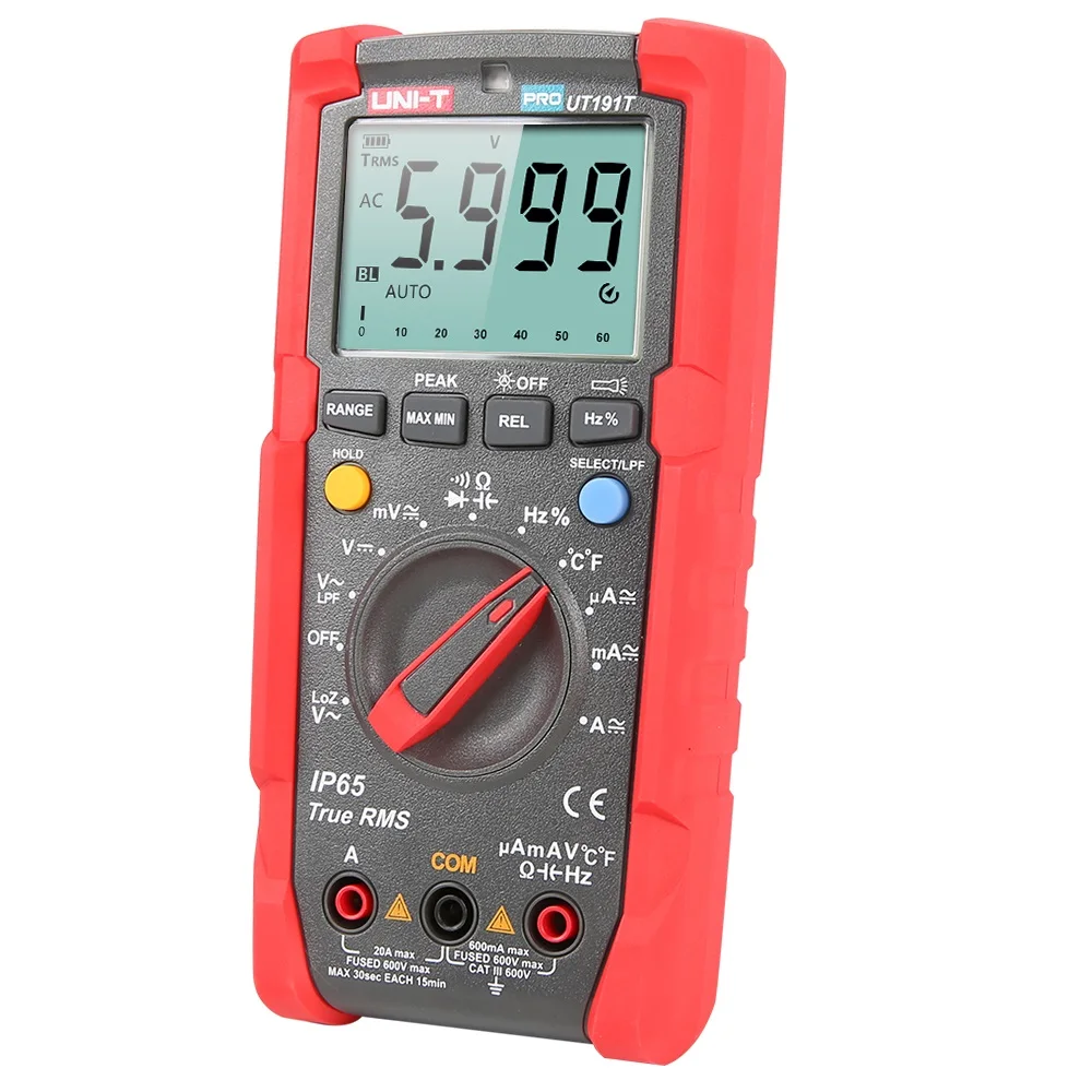 UNI-T UT191T True RMS мультиметр IP65 Водонепроницаемый/пылезащитный Профессиональный цифровой мультиметр Измерение температуры LoZ напряжение