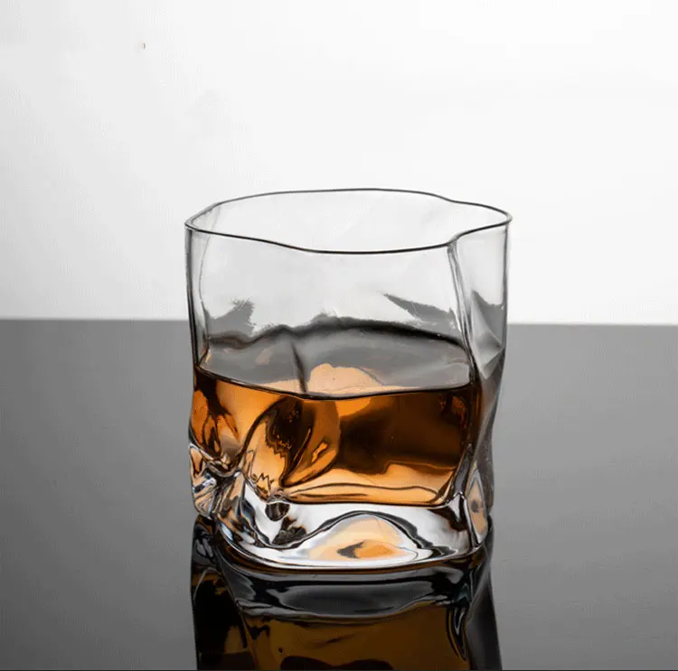 300 мл кривая потока квадратный виски прозрачная стеклянная чашка Хрустальное пиво мульти шаблон посуда для напитков бар бренди водка кружка подарки
