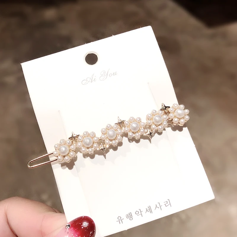 13 New Women Elegant Geometric Pearl Rhinestone Hair Clip For Girls Sweet Hairpin Headbands Barrettes Kids Fashion Hair Accessories - Цвет: 13