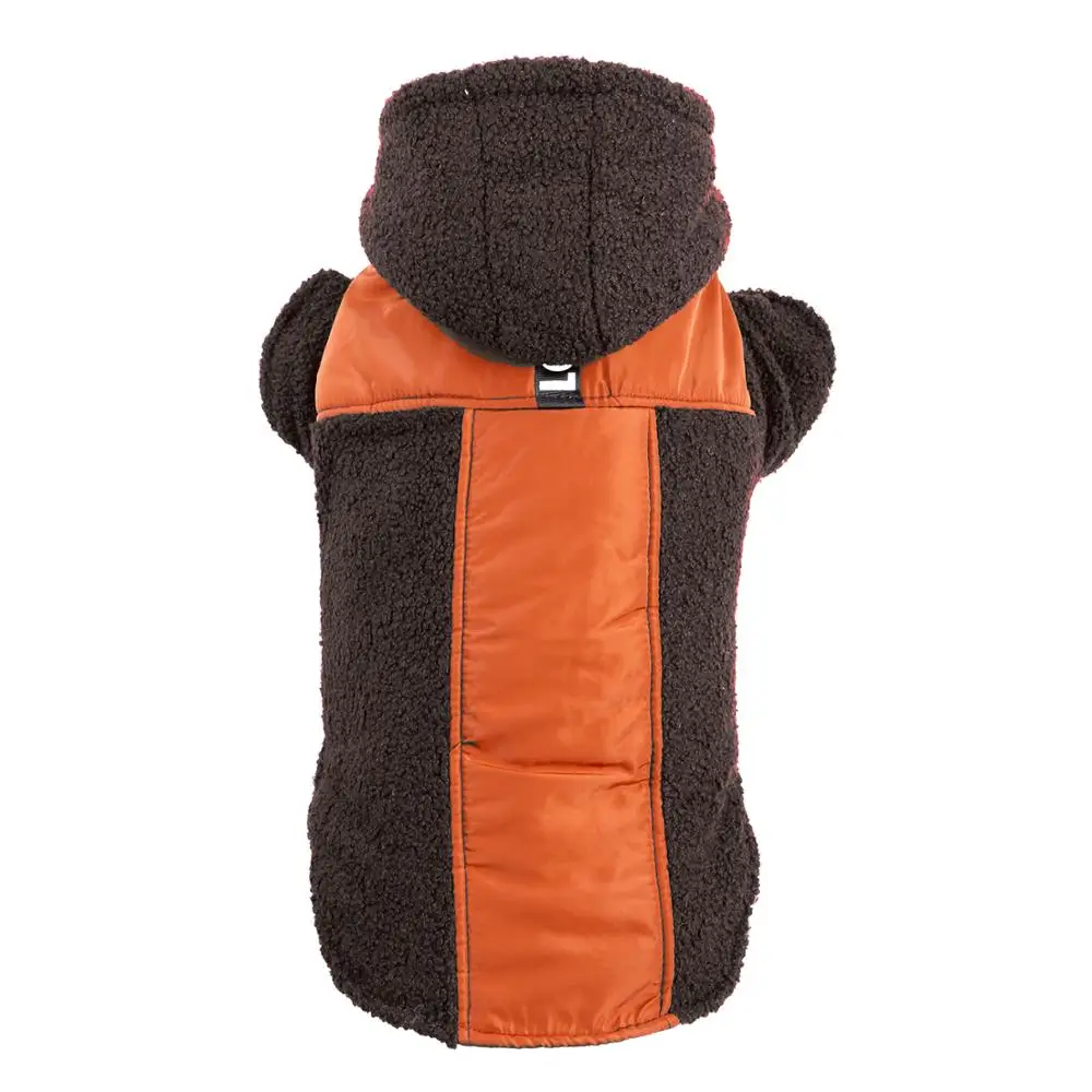 Зимний жилет для собак, теплая ветрозащитная куртка из овечьей шерсти с капюшоном, одежда для собак, одежда для маленьких и средних собак, Толстая куртка для щенков, S-2XL - Цвет: brown