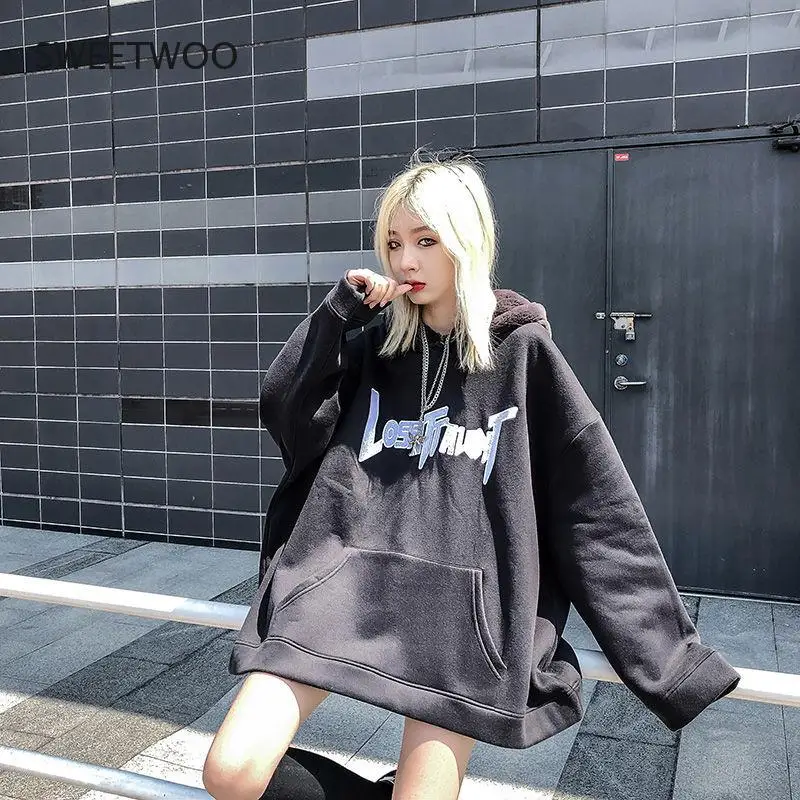 Autumn Gothic Harajuku Style Couple Hoodie Cute Rabbit Ear Pullover Fashionable Loose Slim Long Couple's Preppy Coath