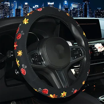 

Cartoon Women Car Steering Wheel Cover Universal Fit For Most Cars 38cm Diameter Eembroidery Car-styling Interior Accessories