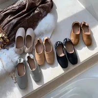 Bailamos Women Flats New Ballerinas Soft Leather Moccasins Slip On Retro Grandma Shoes  Ladies mules slippers Spring Summer - Image 2