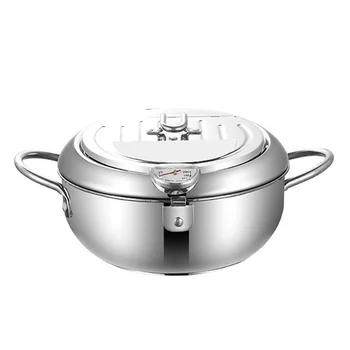 

Multifunctional Home Deep Fryer Tempura Oil Cylinder Kitchen Fried Chicken Cooking Tools Pot Temperature Control Stainless Steel