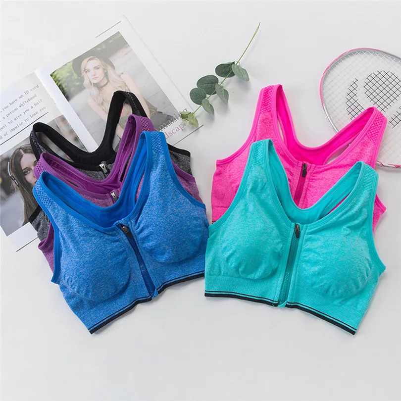 Seamless Sport Bra Push Up Air Permeable Bras For Women Wireless Zipper Bra Solid Bralette Encaje Mujer 30DEC09