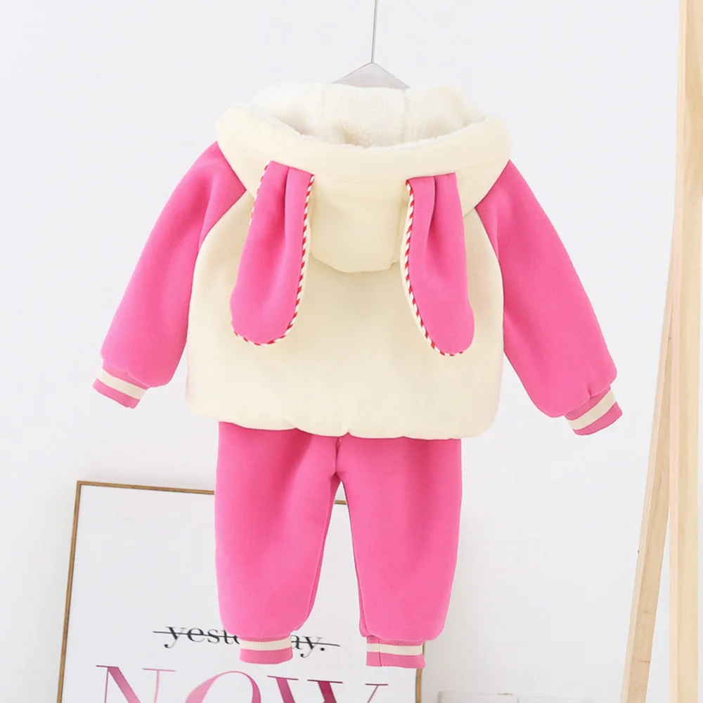 AmyaBaby/Зимние Бархатные рождественские наряды для девочек; пальто с капюшоном+ штаны; Одежда для младенцев из 2 предметов; комплект одежды для маленьких девочек