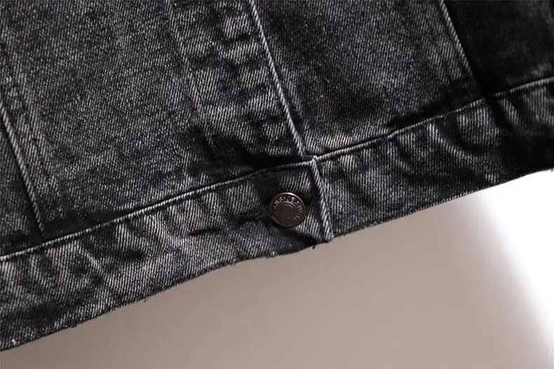 2XL-6XL Осень Плюс Размер Женская Повседневная джинсовая куртка с отверстиями и длинными рукавами джинсовая куртка Винтаж 5XL большой размер бомбер джинсовое пальто Верхняя одежда