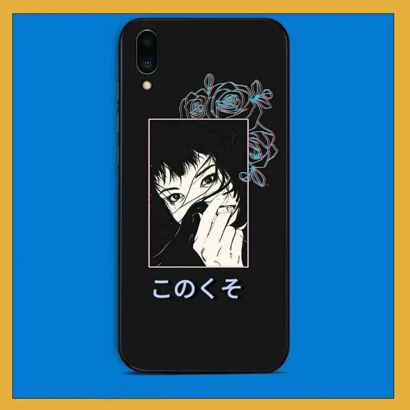 TOPLBPCS сад аниме эстетика Vaporwave черный мягкий чехол для телефона из ТПУ Vivo Y91C 31 53 19 11