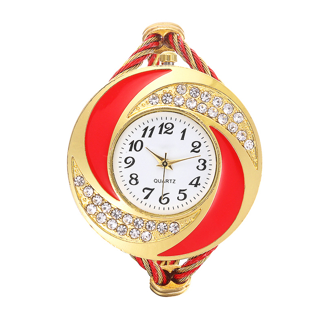 Bracelet Quartz Watch Fashion Rhinestone Mini Arabic Numerals Dial Wristwatch Steel Wire Round Bangle Cuff Watch Lady Gift