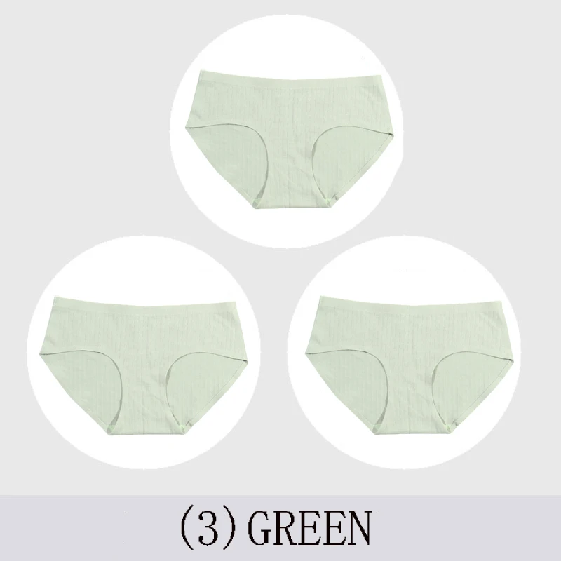 CMENIN 3Pcs/lot Sexy cotton Panties for Women Panties Solid Seamless Girls Briefs Breathable Lingerie Ladies Underpants P0121 - Цвет: GREEN