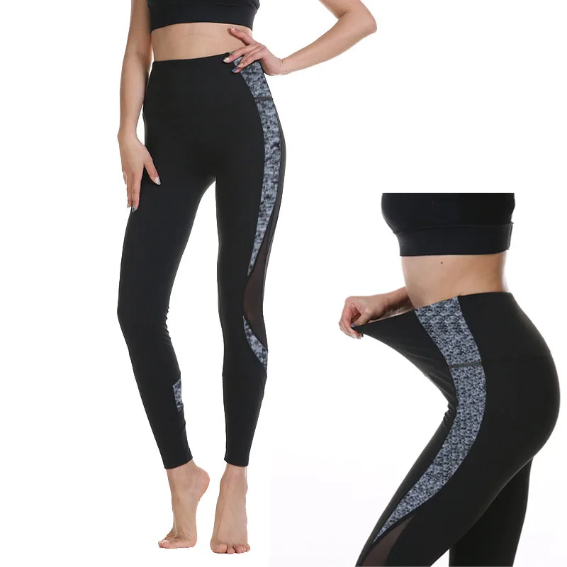

Sports Leggings Woman Fitness Black Mesh Patchwork Breathable High Waist Legging Womens Workout Gymwear Females Leggins Running
