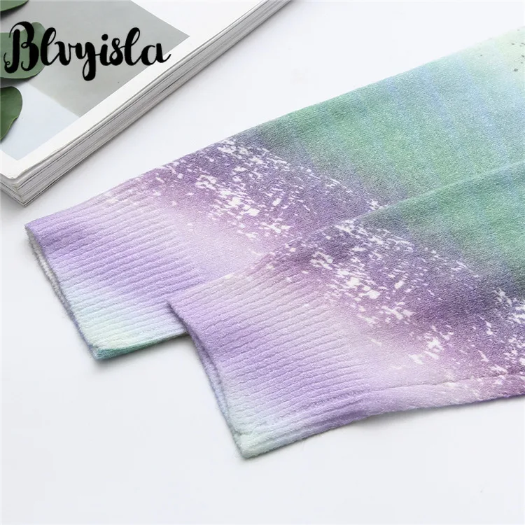 Blvyisla/вязаные пуловеры с цветным принтом, модные, шикарные, градиентные, вязаные, теплые, нижние свитера, топы