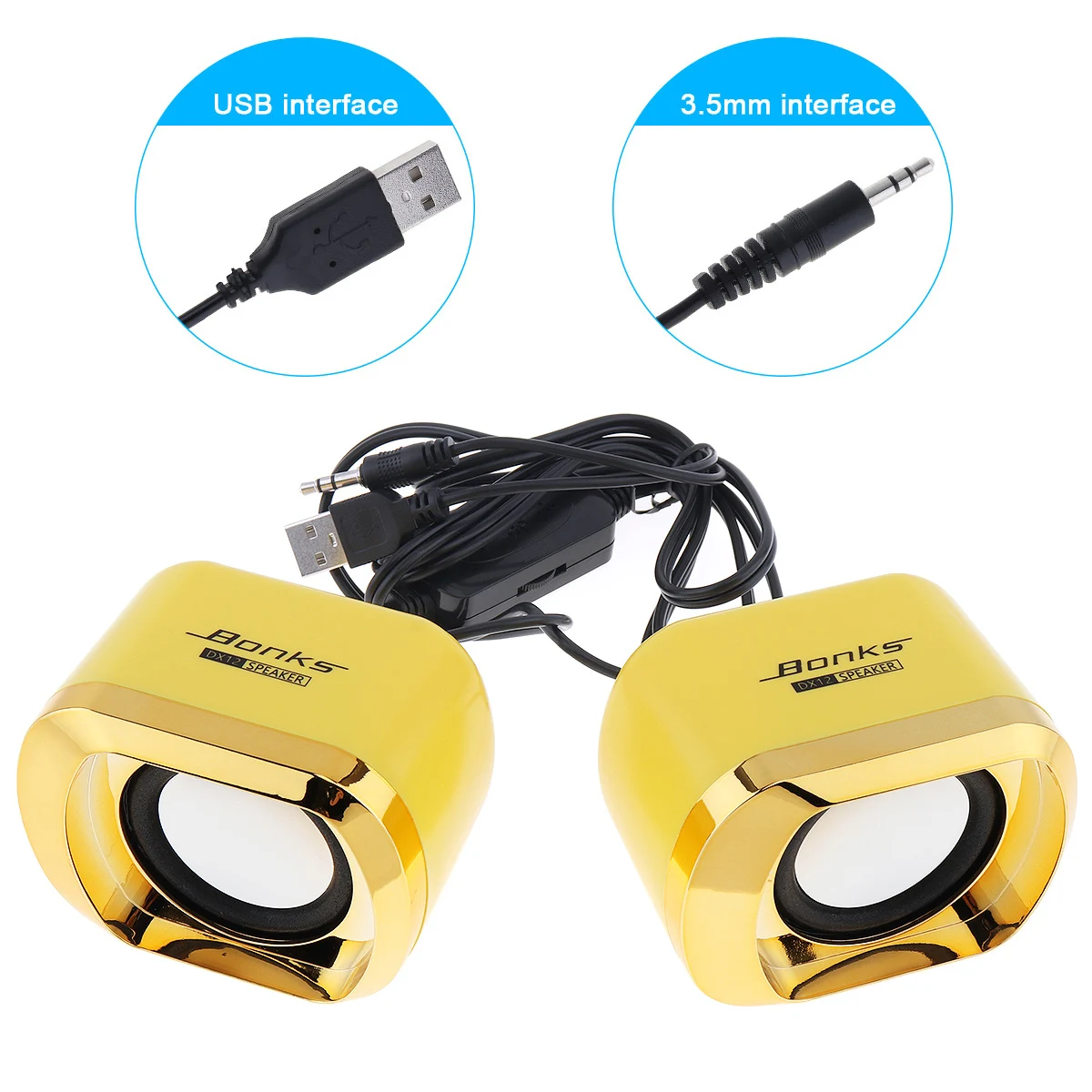 Bonks DX12 мини обшивке USB2.0 сабвуфер 2-х канальный Динамик с 3,5 мм стереоразъёмом/USB Мощность разъем порта для настольного ПК чехол для телефона