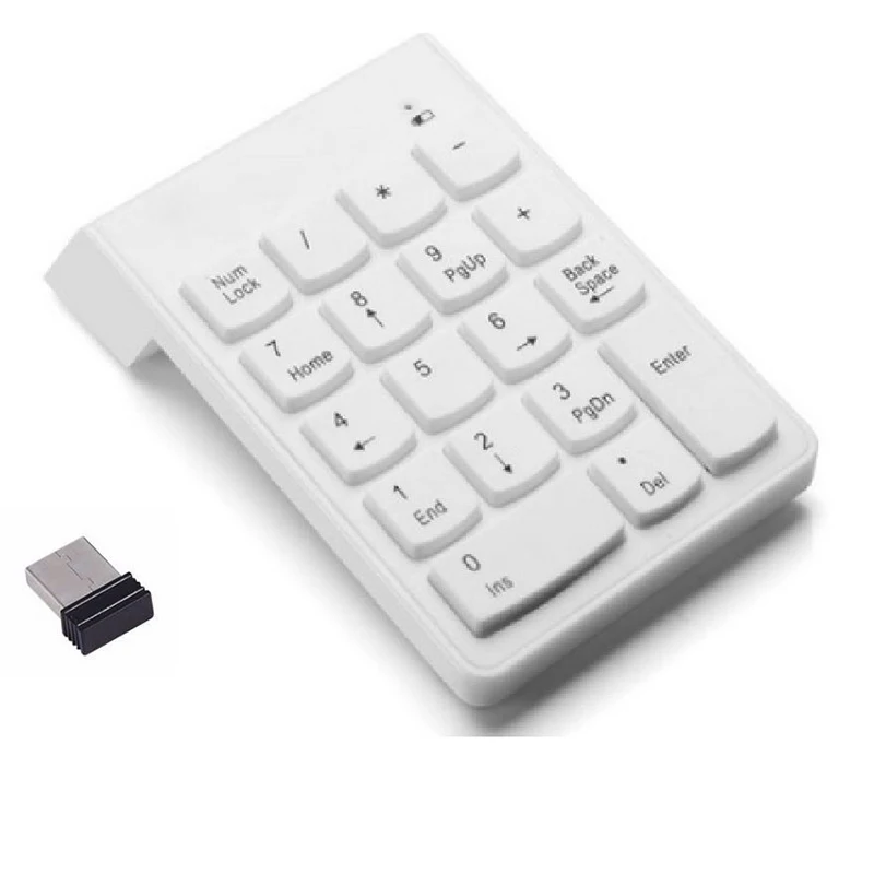 Wireless 2 4GHz 18 Keys Number Pad Numeric Keypad Keyboard for Laptop PC Mac white 3