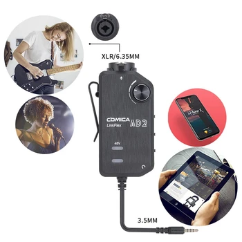 

Comica AD2 XLR/ 6.35mm Microphone Amplifier XLR/Guitar Real Time Monitor Interface Adaptor for i-Phone Android Phone DSLR Cam