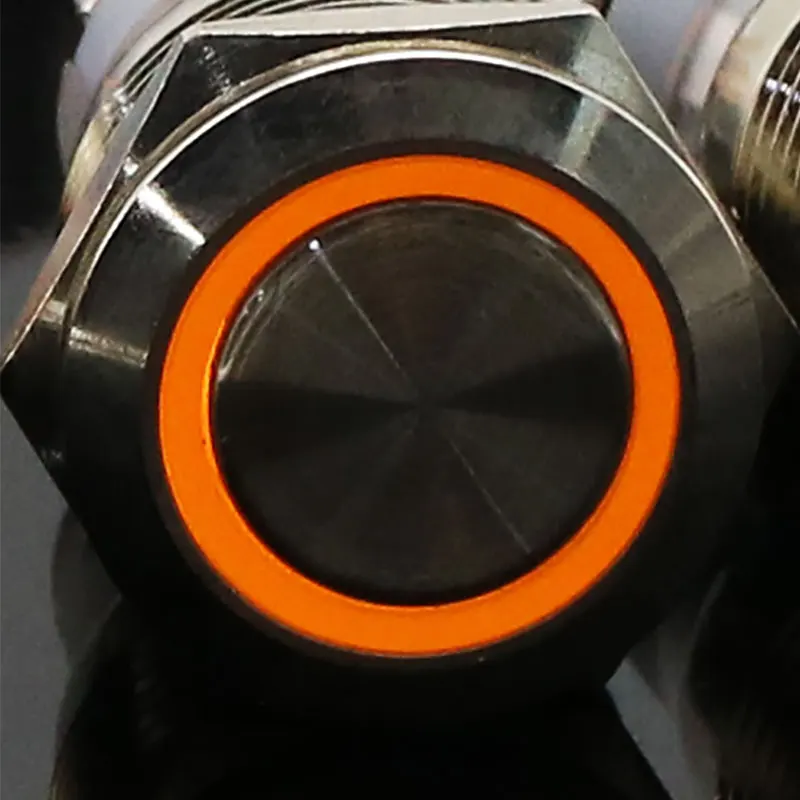 19 мм металлическая нажимная Водонепроницаемая кнопка переключателя моментальная Перезагрузка самосброса светодиодный светильник с подсветкой двигателя автомобиля PC мощность 3 в 5 в 12 В 24 В 220 В - Цвет: Оранжевый