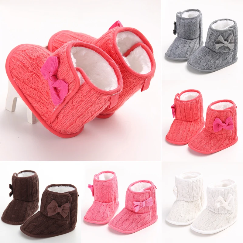 Pudcoco/зимние вязаные Нескользящие ботинки для новорожденных мальчиков и девочек Теплые тапочки обувь для малышей 0-18 месяцев