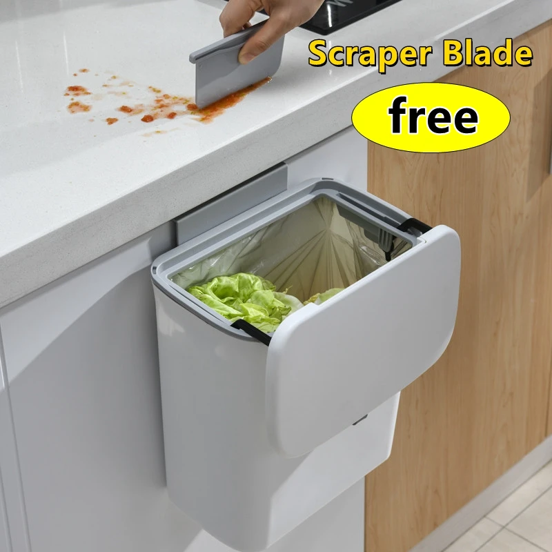 Gabinete de pared para la cocina cubo de basura colgante multiusos, contenedor de basura para el hogar, inodoro, almacenamiento de residuos, herramienta de limpieza
