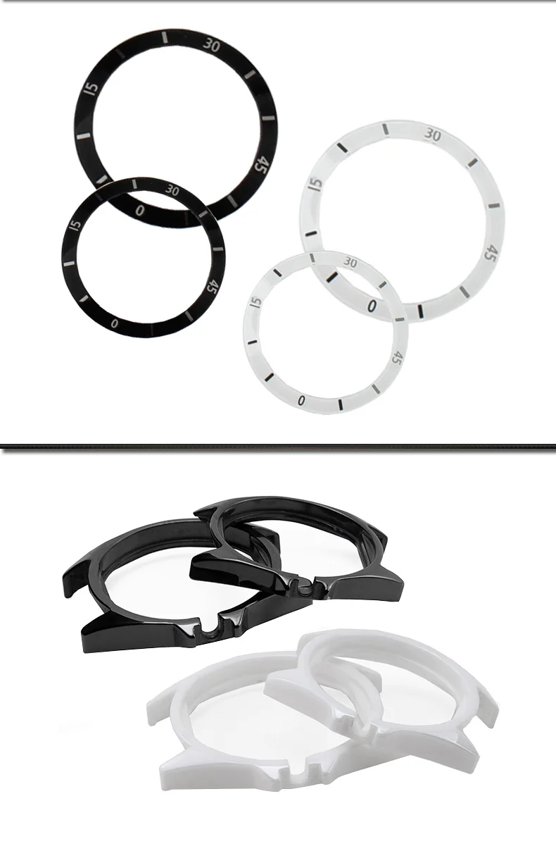 bezel feminino preto branco relógio acessórios