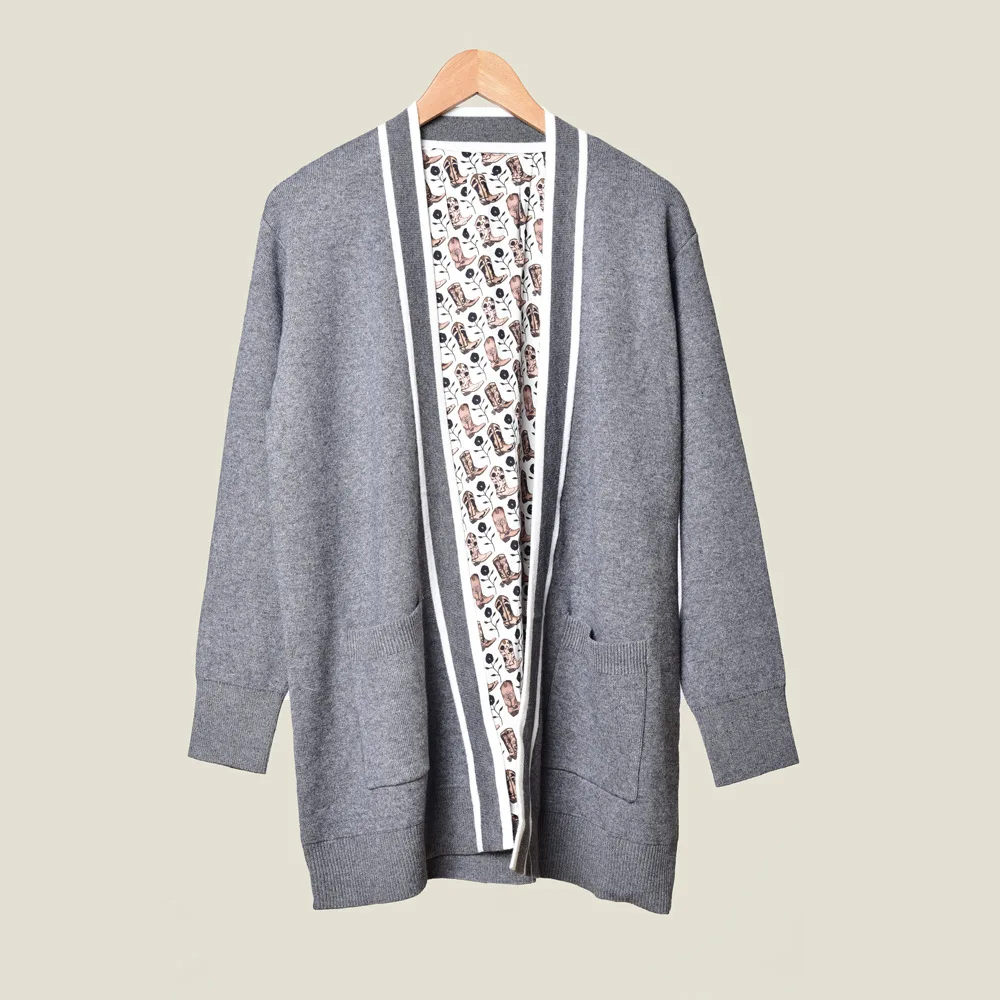 

Women Sweater 2019 Autumn and Winter New Piping Striped Knit Cardigan