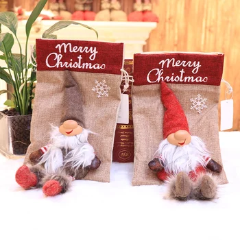 オンライン 新年クリスマスキャンディーバッグ巾着キャンディートリートバッグギフトホルダーハンギング装飾品お祝いパーティー用品uv