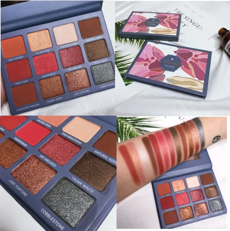 Дымчатые мраморные тени для век палитра из 12 цветов мерцающие матовые пигментные