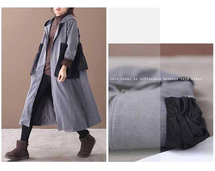 SuperAen осень-зима пальто для женщин корейский стиль размеры, Размеры Женская ветровка с капюшоном; Верхняя одежда модные женские туфли одежда