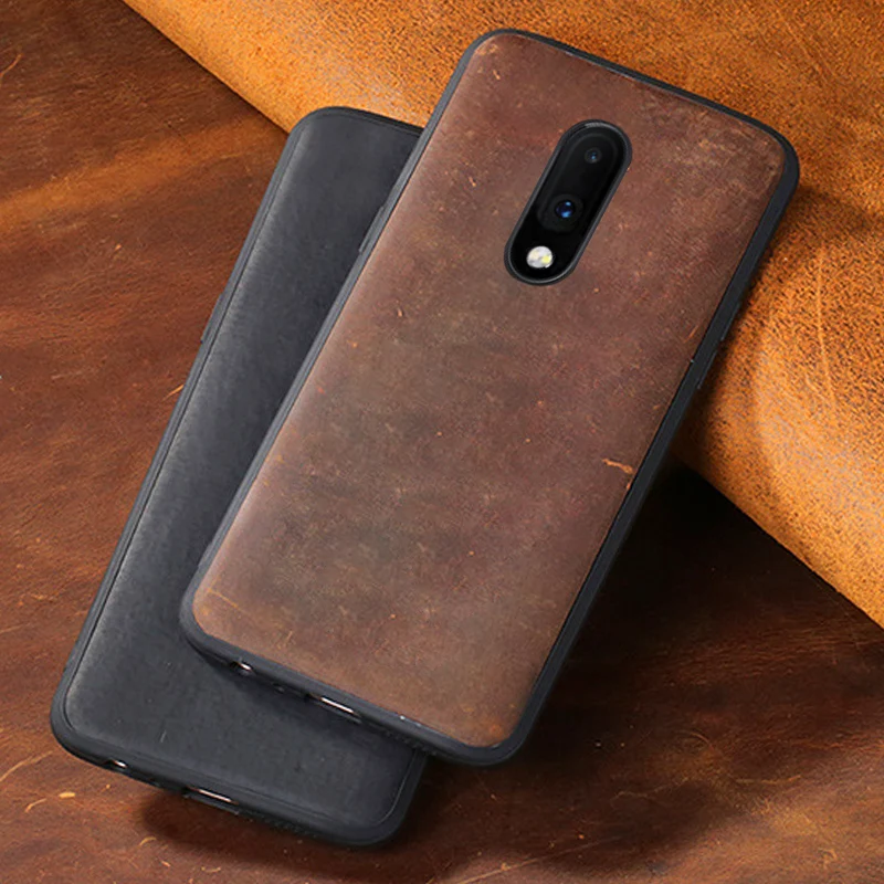 

leather Phone Case For Oneplus 6 6T 7 7T Pro Case For oneplus 7pro 7t case Cowhide Crazy horse skin Back cover