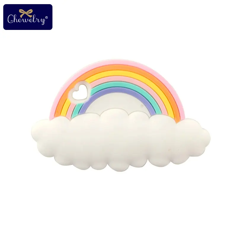 rainbow Детская Пищевая силиконовая зубной гель Радужная детская игрушка-прорезыватель детский молярный DIY для пустышки цепочка ожерелье детские игрушки для зубов - Цвет: rainbow