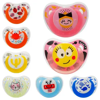 

Baby Pacifier Silicone With Lid Butterfly Round Flat Printing Pattern Infant Sleep Appease Nipple