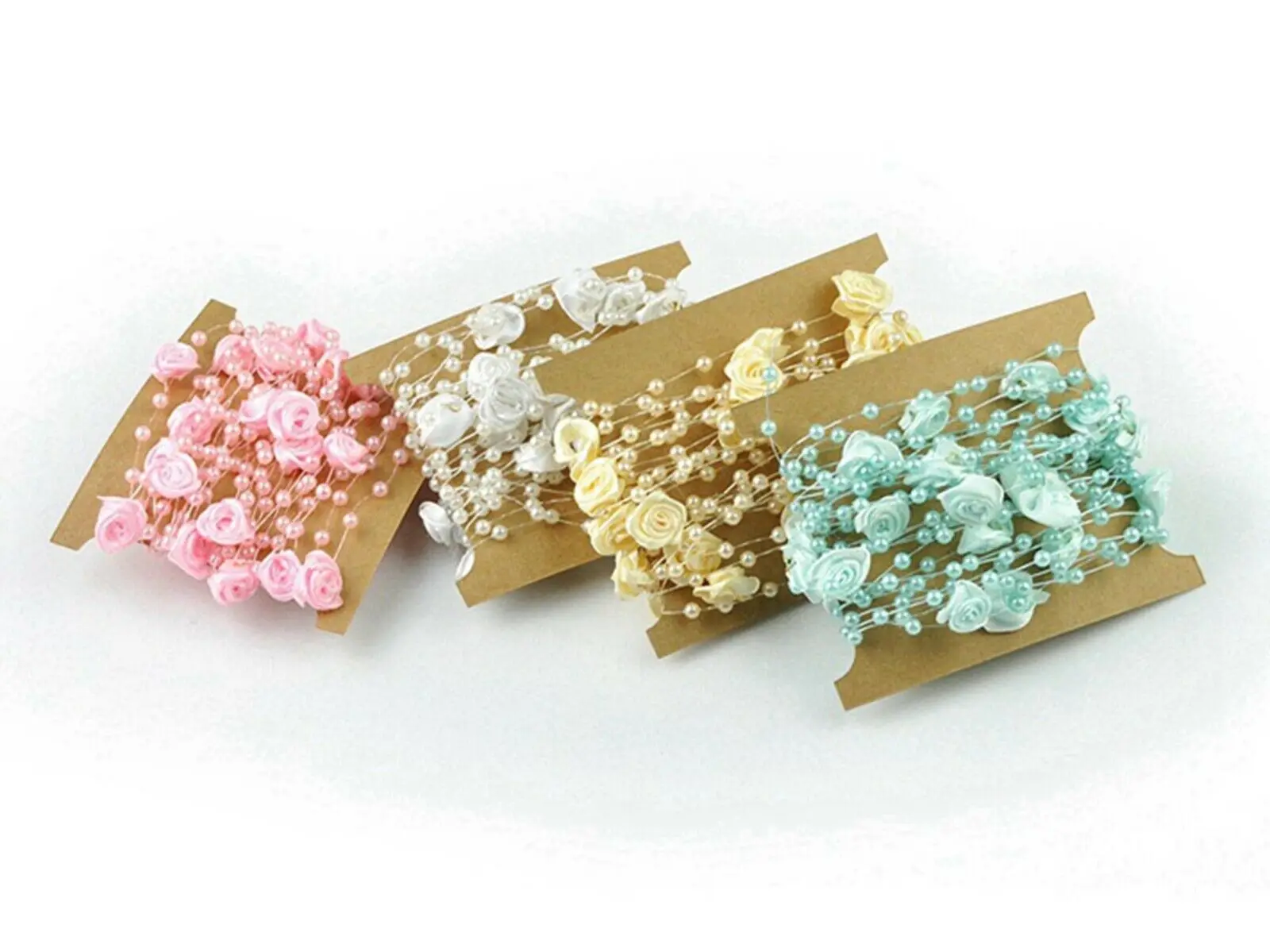 5 Meter Fishing Line Pearls Beaded Ribbon Flower Bouquet Garland Wedding Decor