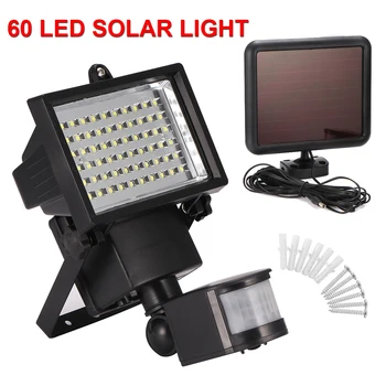 

IP44 House 60 LEDs Solar LED Porch Lights PIR Motion Sensor LED Diode Wall Lamp Outdoor Path Way Garage Fence Security