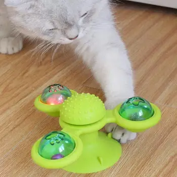 

Three-Headed Windmill Cat Toys with Suction Cup Interactive Toy for Pet