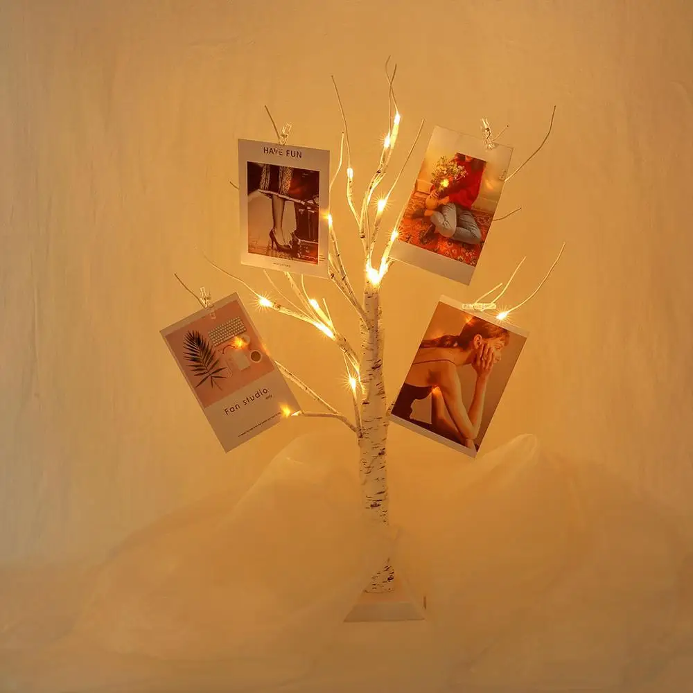 Настольная лампа с имитацией березы, теплый светильник, настольный фонарь, Декор для дома