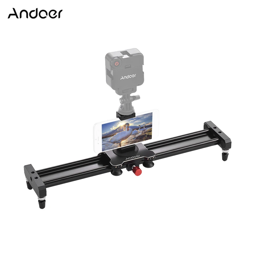 With Phone Tripod Andoer 40 см/15,7 дюймов алюминиевый сплав камера Видео слайдер стабилизатор рельсового пути для Canon Nikon sony DSLR камеры Макс. Нагрузка 13.2Lbs - Цвет: With Phone Tripod