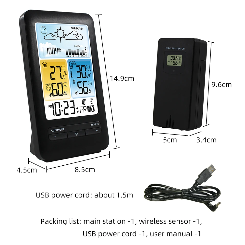 Digital Clock Weather Station Thermometer Hygrometer Meter Wireless Electronic Alarm Clock Table Barometer Weather Forecast thermometer hygrometer temperature and humidity meter hygrometer thermometer digital wall clock