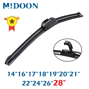 

MIDOON Universal Car Wiper Blade J-Hook Soft Frameless Bracketless Rubber Car Windshield Wipers 14"16"17"18"19"20"21"22"24"26"28