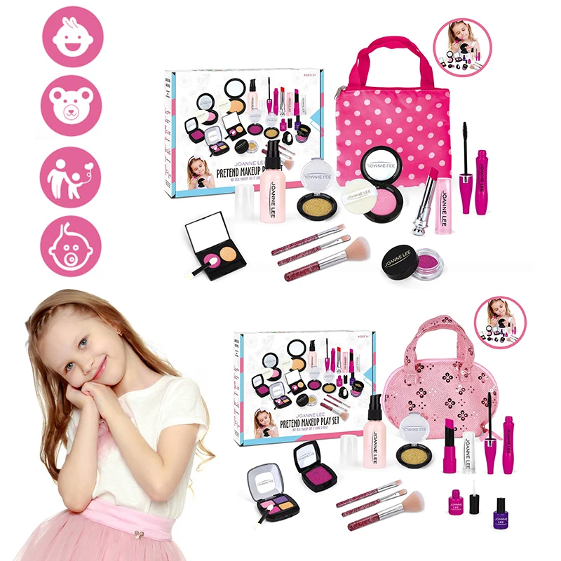

Children's Kids Girl Pretend Play Make Up Toy Simulation Cosmetics Pink Makeup Set Princess Beauty Plastic Play House Toys 1 Set