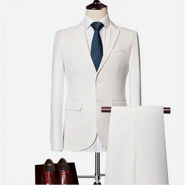Milky white-2 Traje clásico para hombre traje Дельгадо para novio de boda; traje de 3 piezas Повседневное para hombre traje de Кабальеро traje de 6XL - Цвет: Milky white-2