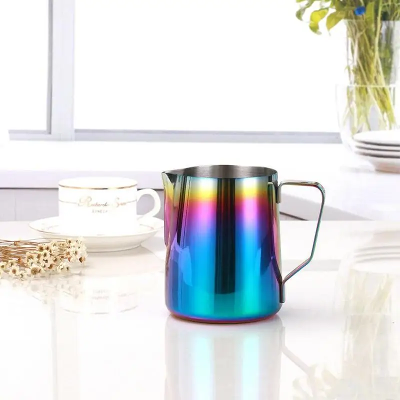 

Milk Frothing Pitcher Jug for Latte Art Rainbow Color Coffee Mugs Stainless Steel Milk Steaming Frother for Espresso 350/600ml