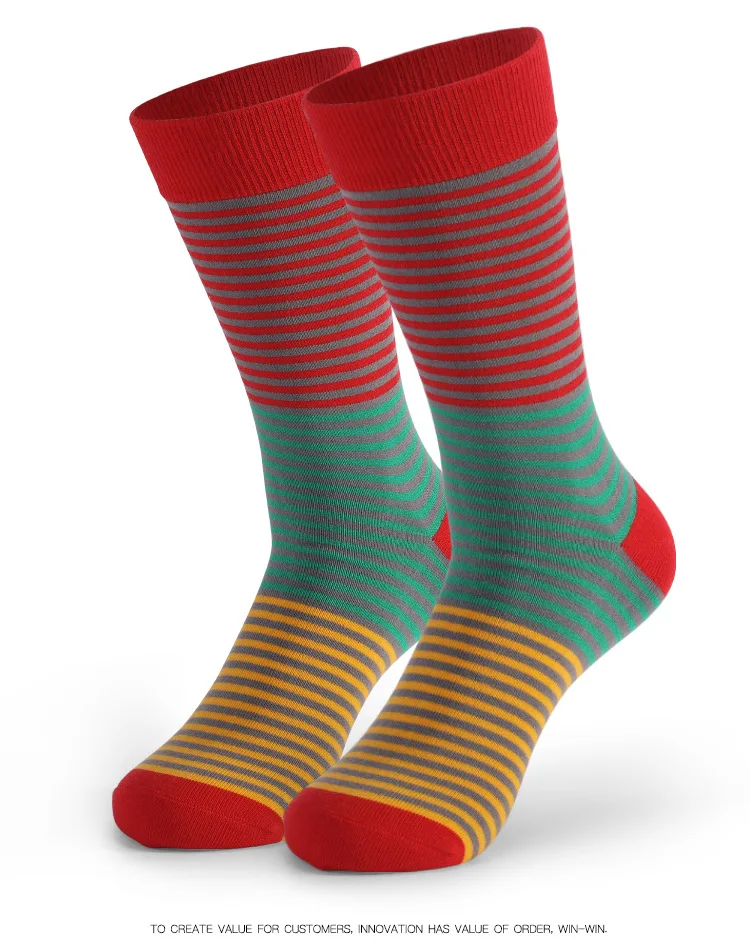 Hohe Qualität Neue Männer Socken Große Größe Heißer Verkauf Standard Business Casual Socken Gestreiften Glücklich Baumwolle Sokcs Bunte Männer Lange socken – Detail 11