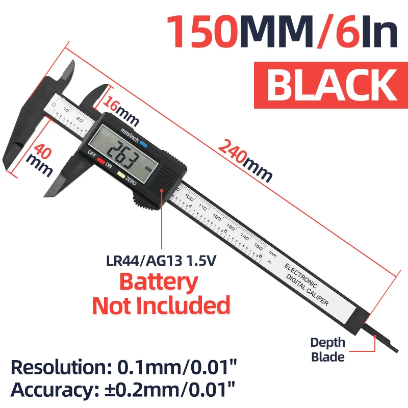 Digital Caliper Measure Carbon Fibre Vernier Calipers Plastic Electronic Gauge Instrument Micrometer Depth Ruler Measuring Tools stainless steel tape measure Measurement & Analysis Tools