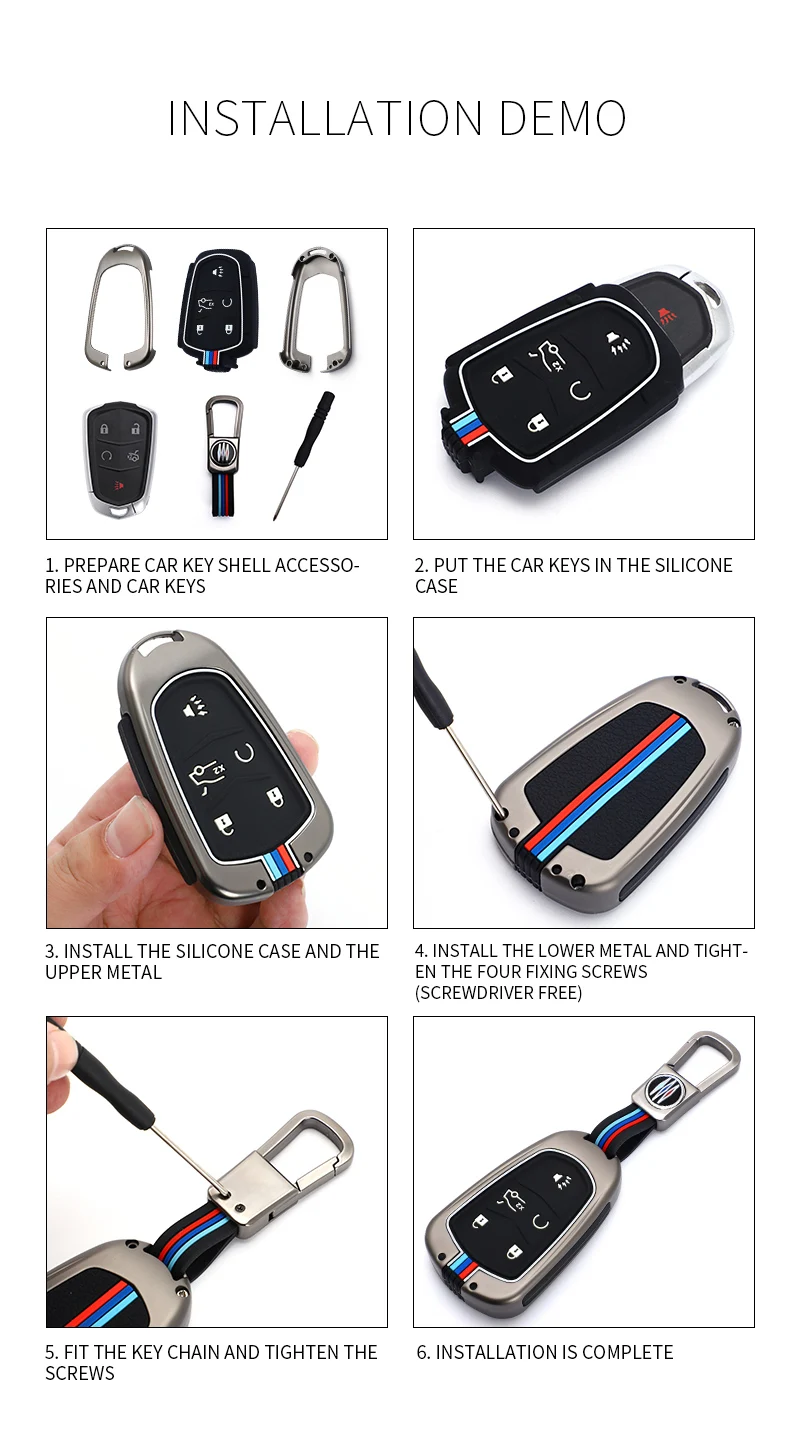 Portachiavi in lega di zinco Cover Shell Holder per Cadillac CTS XTS SRX ATS 2015-2018 CT5 XT5 XT6 Remote Key Car Styling Car Key Case - Had7c1108d78d49b4950d19ebd580fa77l