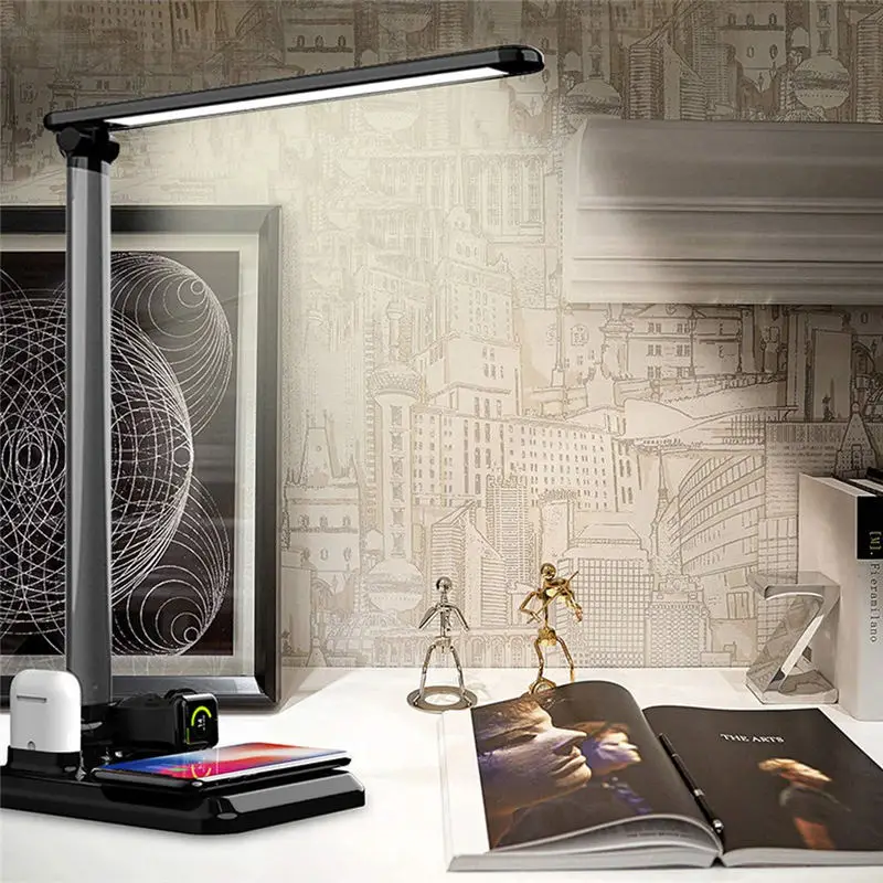Wireless Charger Light Led Desk Lamp Luminaria Multifunction Led Table Lamp 5W Touch Reading Lamp for IPhone Airpods Charging