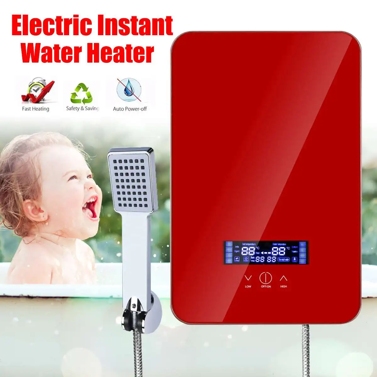 8500W 220V chauffe eau électrique instantané sans réservoir chaudière salle de bain douche ensemble sûr et Intelligent suspendu opération tactile