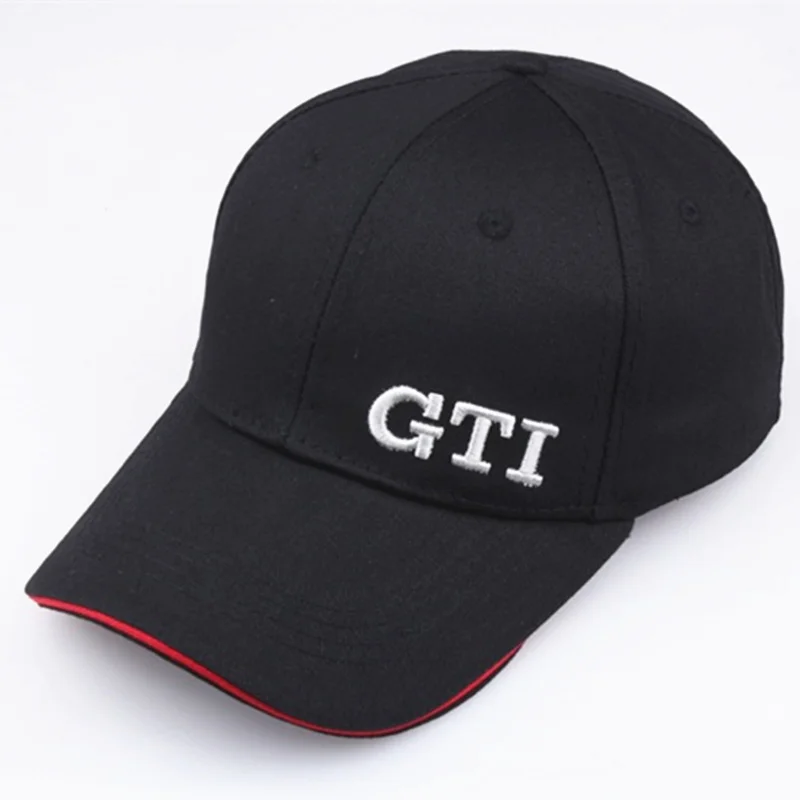 Модная изысканная вышивка GTI одноцветная бейсболка мыть хлопок мужская шляпа грузовик головной убор для водителя кепи-унисекс высокого качества регулировки кости - Цвет: Черный