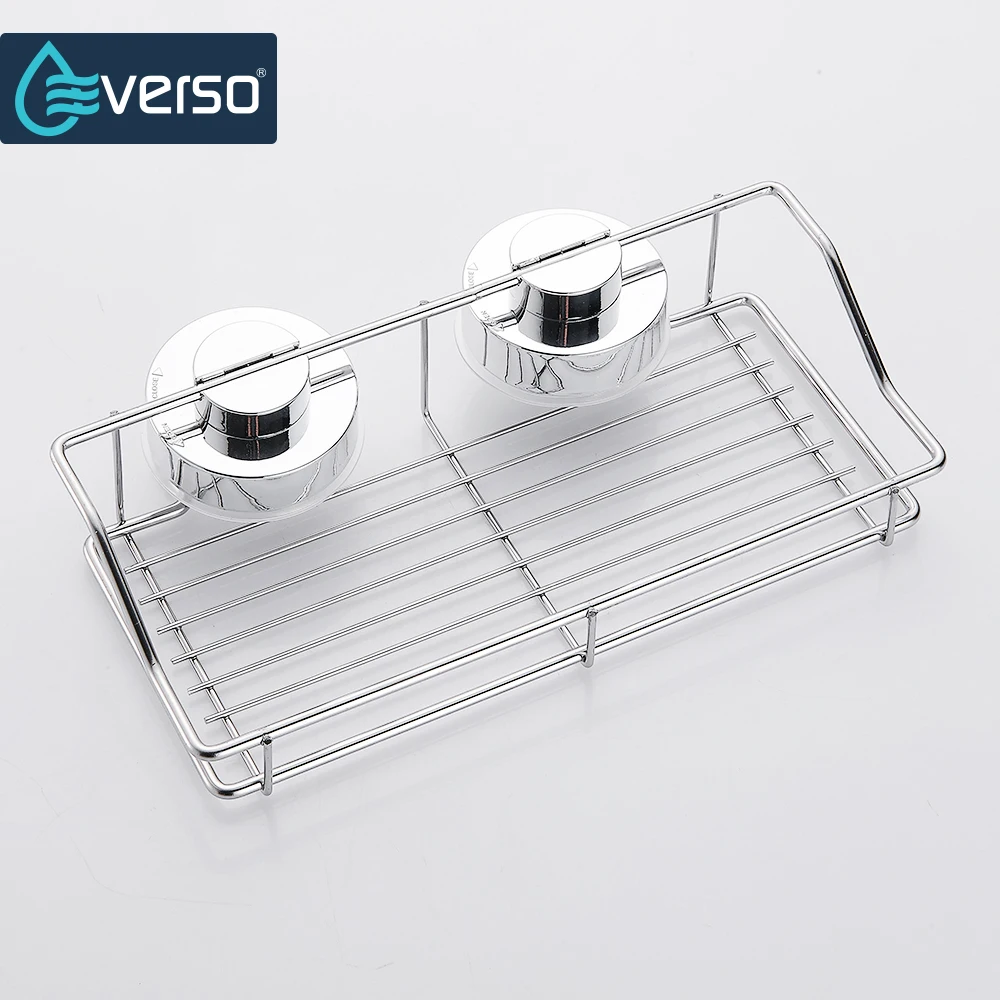 

EVERSO Stainless Steel Bathroom Shelf Traceless Suction Cup Storage Holder Hanging Organizer Basket Bathroom Accessories