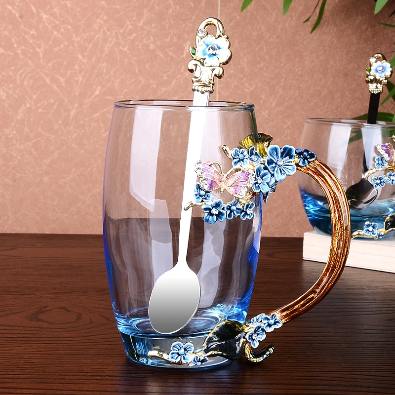 Цветные эмалированные стеклянные кофейные кружки чашки для чая и кружки термостойкие стаканы для воды для дома и офиса посуда для напитков подарок для влюбленных